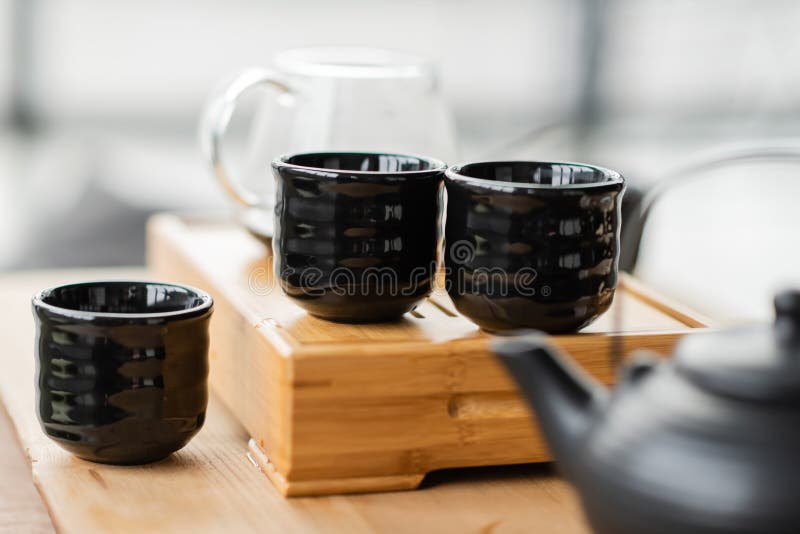 Traditional Japanese Tea Cups with Puer Stock Photo Image of beverage