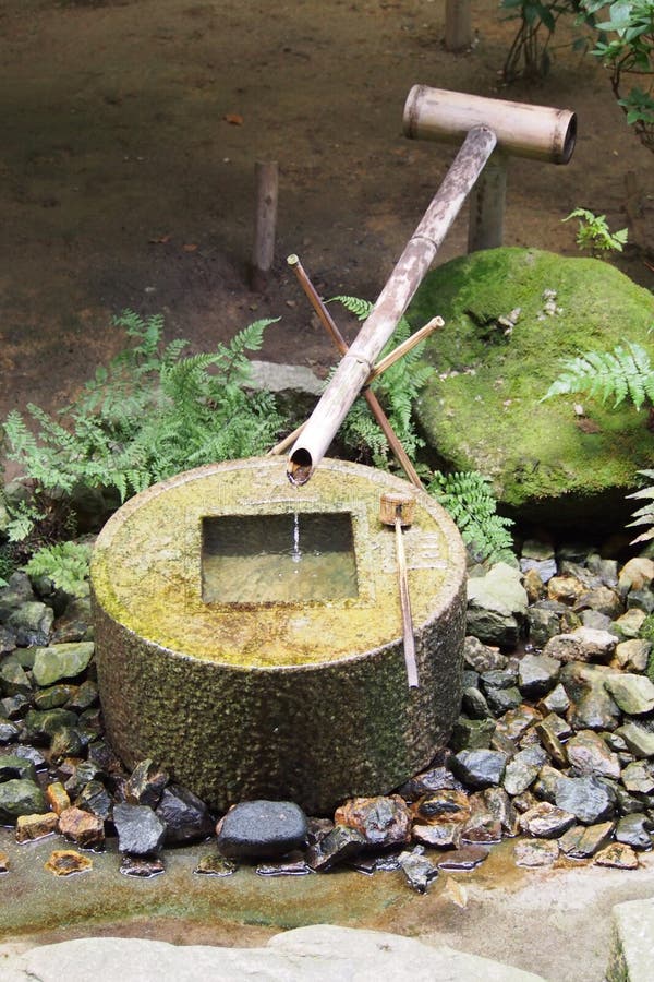Traditional Japanese Water Well Stock Image Image of stone, fern