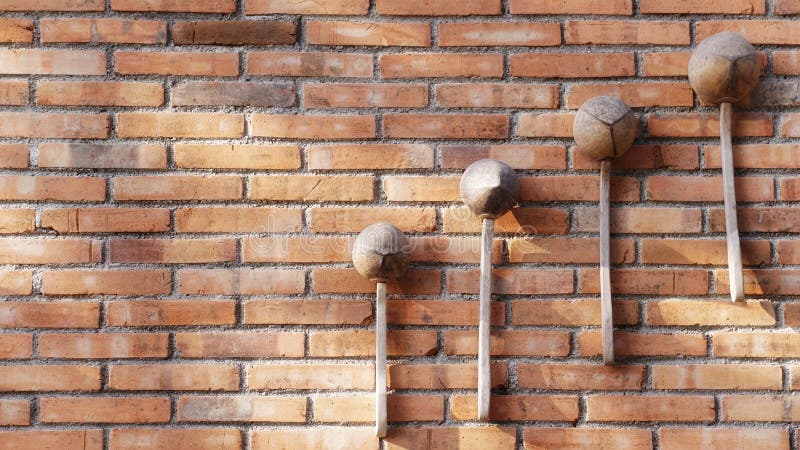 Traditional javanese coconat shell ladle use as wall decoration royalty free stock photography