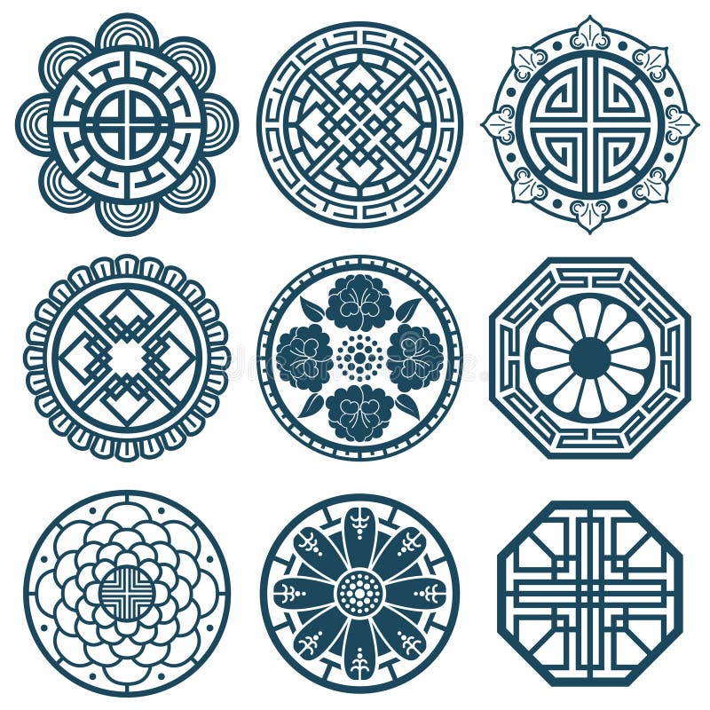 Traditional korean symbols, vector korea pattern design for bathroom repeat tiles