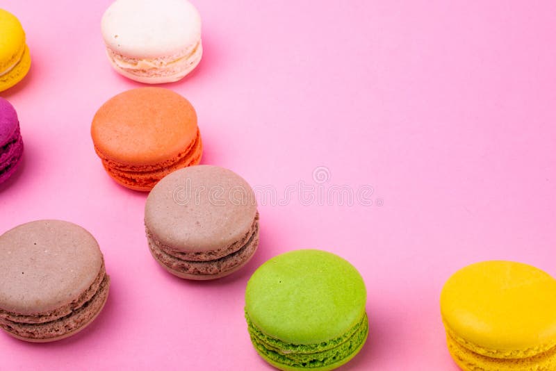 Traditional Macaroon Macaroon Cookies on a Pink Background Stock Photo ...