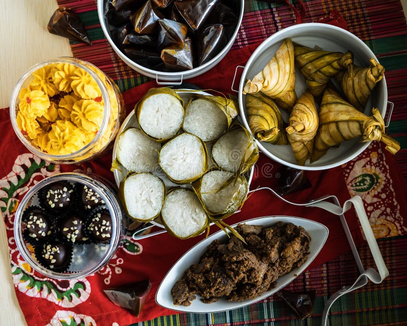 Traditional Malay Food and cookies during Ramadan and Eid Mubarak. Hari Raya Aidilfitri. Top view