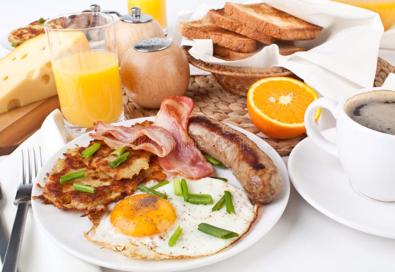 Bacon Eggs and Hash Browns stock image. Image of orange - 17052309