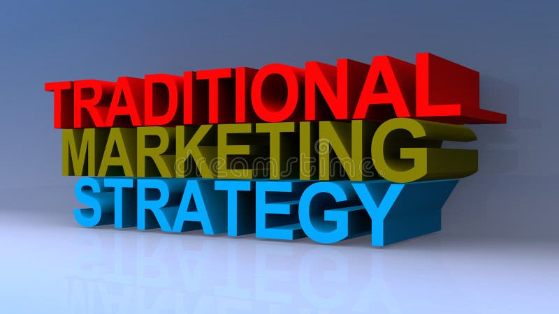 Traditional marketing strategy on blue background