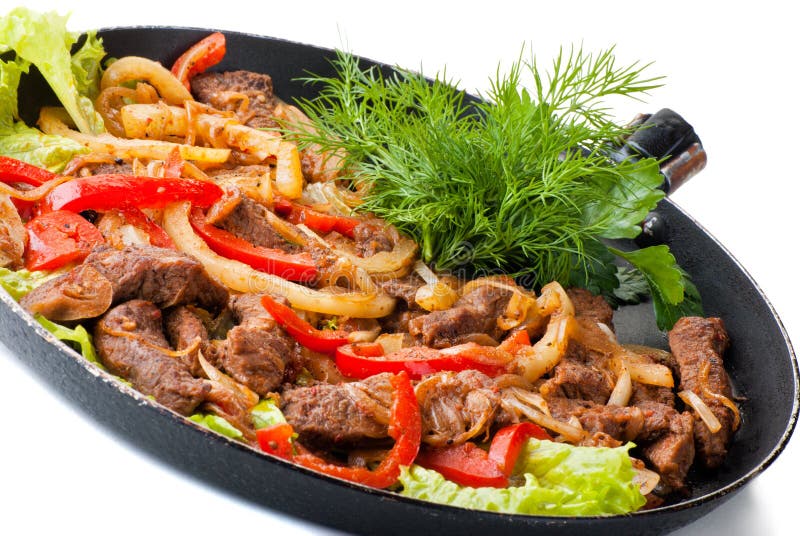 Traditional mexican beef fajitas royalty free stock photos