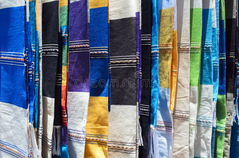 Traditional Mexican blankets at the craft market stock photo Traditional Mexican blankets at the craft market stock photo