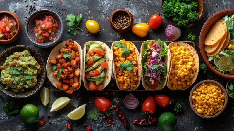 Traditional Mexican Food. Happy People Celebrating Cinco De Mayo in