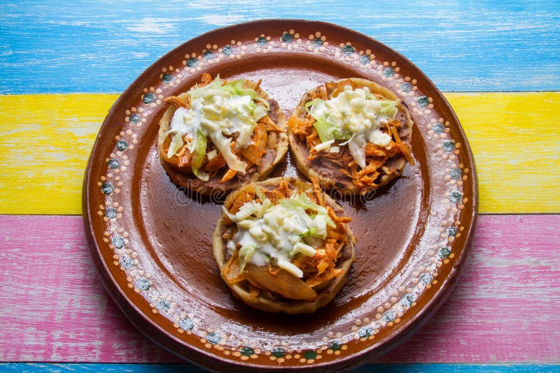 Mexican Tinga sopes stock image. Image of appetizer 148016949
