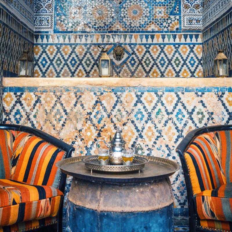Traditional Mint Tea in a Riad in Marrakech Stock Image Image of