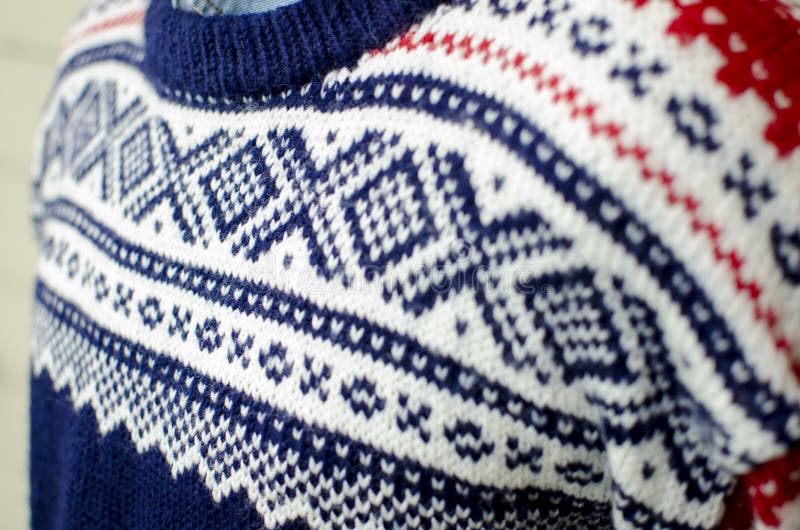 Traditional Norwegian Sweater Stock Photo - Image of horizontal, garn ...