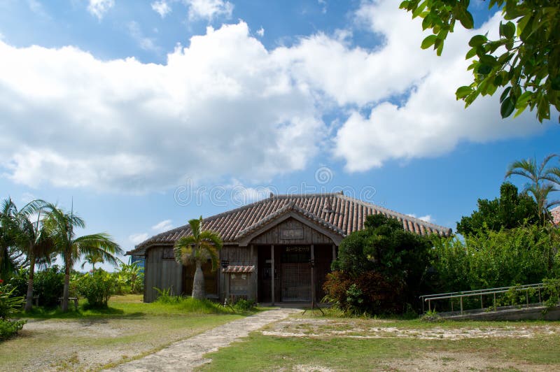 Traditional Okinawan house stock image. Image of sand 64233411