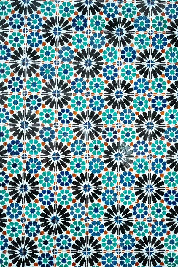 Traditional ornate portuguese decorative blue colored tiles azulejos.