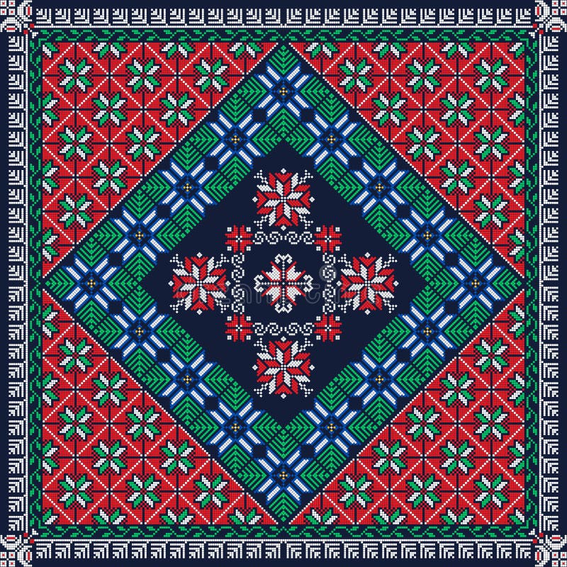 Traditional Palestinian Embroidery Pattern 22 Stock Vector