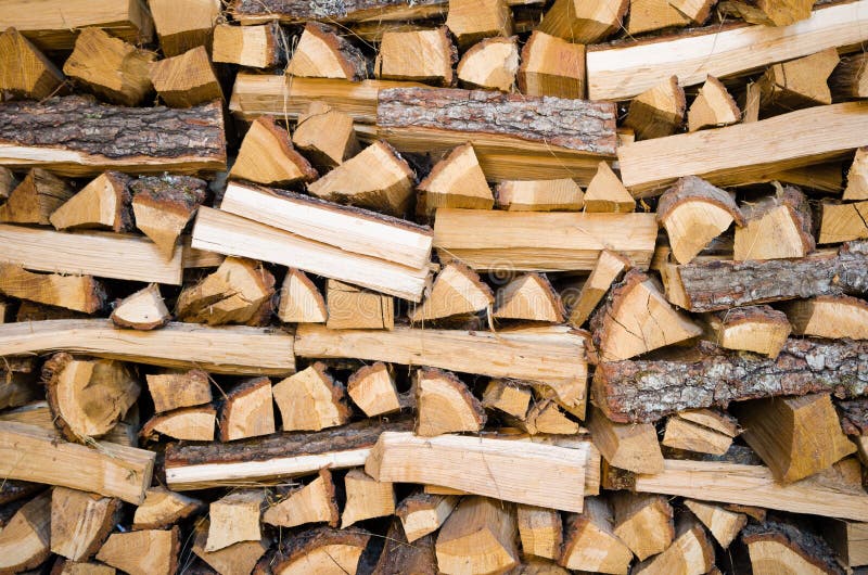 Traditional pile of chopped fire wood