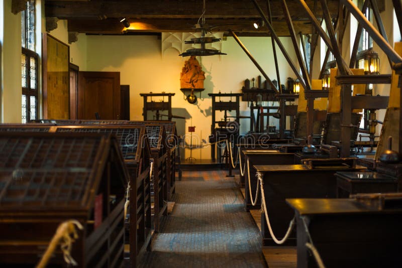 Traditional Printshop Printing Press Room stock photo