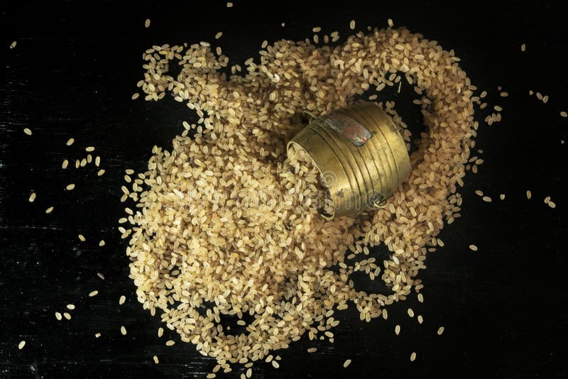 Traditional Raw Rice Measuring Container in Kerala Stock Photo Image