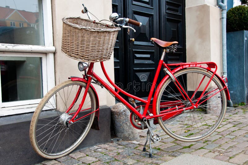 Traditional Red Danish Bicycle Stock Photo Image of copenhagen