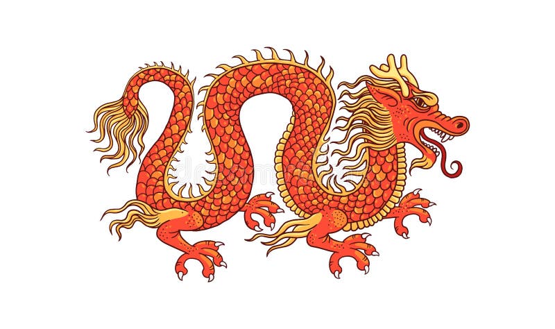 Traditional Red and Golden Chinese Dragon, Cartoon Vector Illustration Isolated Stock Vector - Illustration of east, asian: 200340936 Traditional Red and Golden Chinese Dragon, Cartoon Vector Illustration Isolated Stock Vector - Illustration of east, asian: 200340936