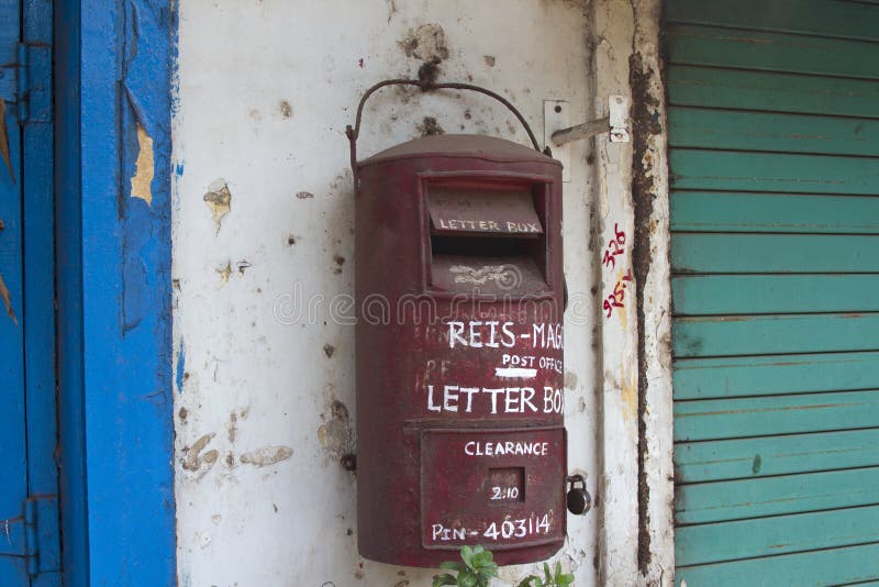 Traditional Red Old Indian Mailbox. India Goa Stock Image Image of