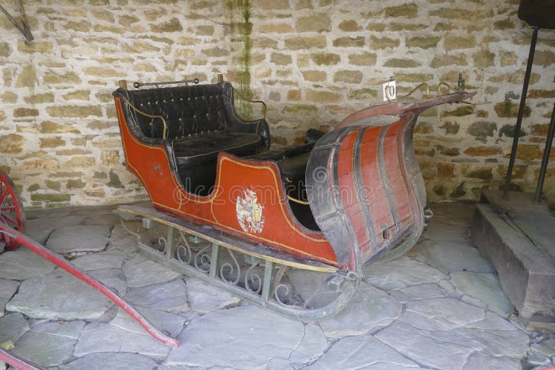 Traditional red sleigh  in  Ethnographic village