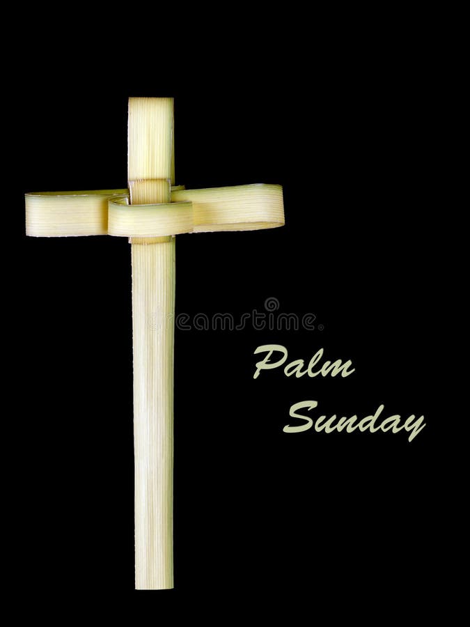Palm Sunday cross made from leaf over black stock photography Palm Sunday cross made from leaf over black stock photography