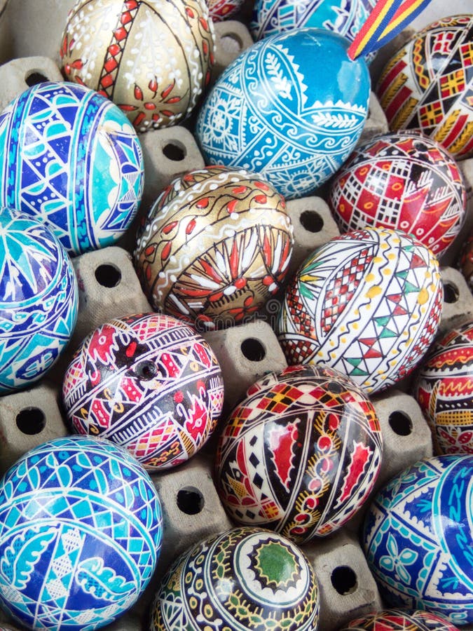 Traditional Romanian Hand Painted Easter Eggs Stock Photo Image of