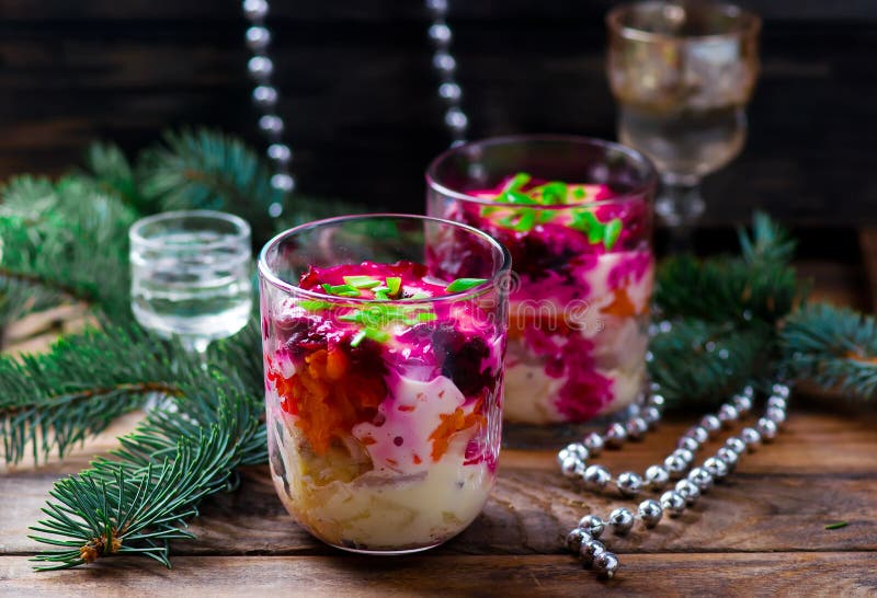 Traditional Russian New Year S Herring Salad Stock Image Image of russian, cold 75159647