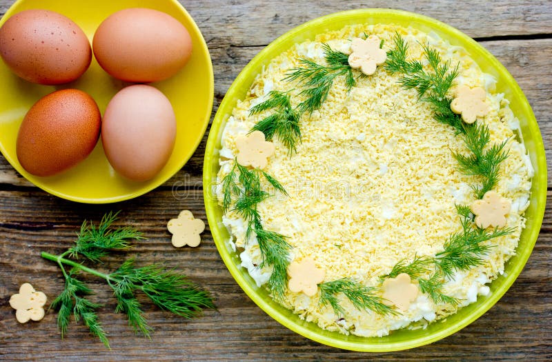 Traditional russian salad mimosa stock images Traditional russian salad mimosa stock images