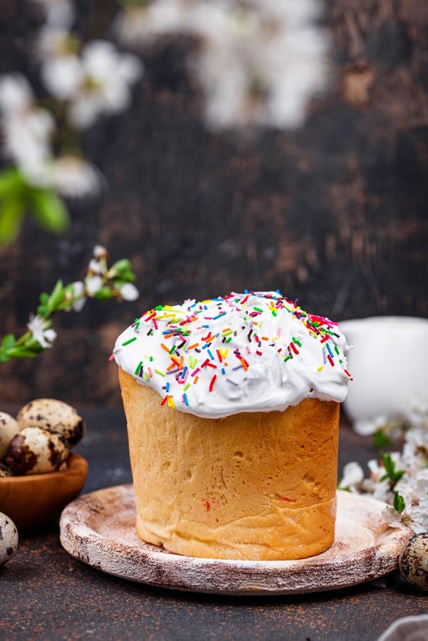 Traditional Easter Cake Kulich with Topping Stock Image - Image of ...