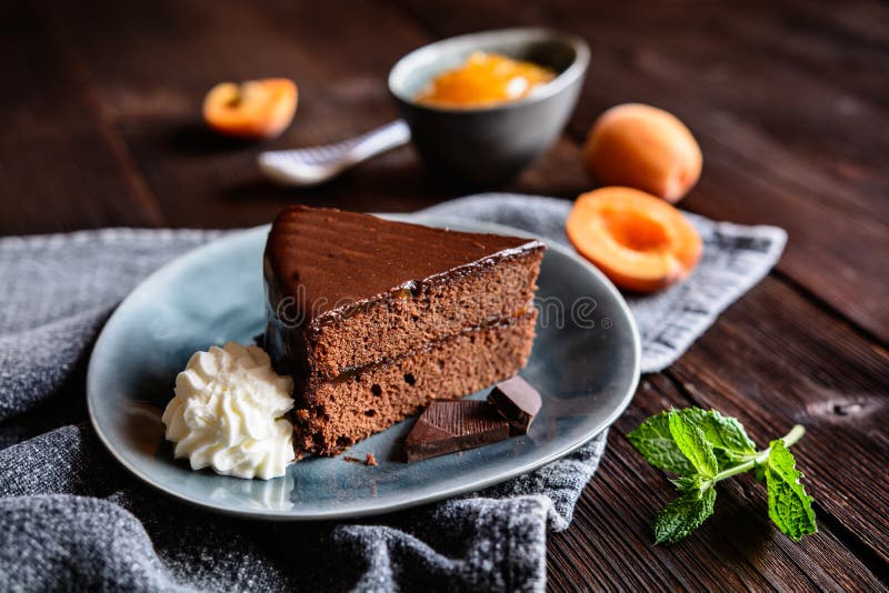 Traditional Sacher cake stock image. Image of fruit, confectionery ...