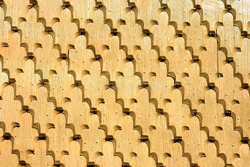 Close-up details of a traditional shingle wall from Romania (Bucovina region).