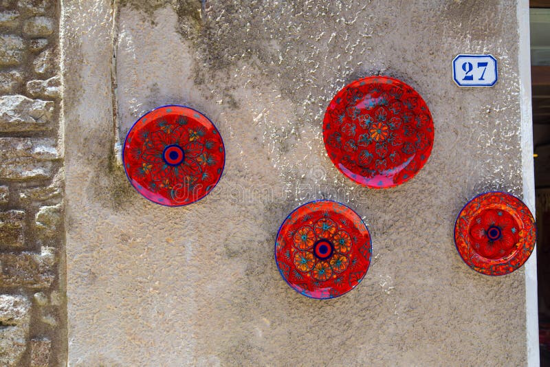 Traditional Sicilian pottery on display in Erice royalty free stock photos Traditional Sicilian pottery on display in Erice royalty free stock photos