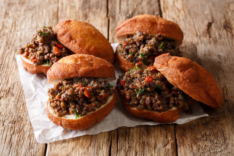 Traditional South African Vetkoek fried deep-fried buns stuffed royalty free stock images Traditional South African Vetkoek fried deep-fried buns stuffed royalty free stock images