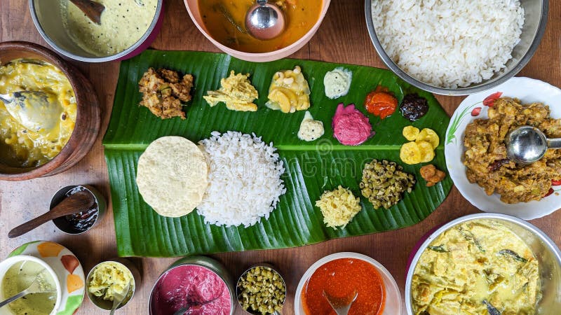 Traditional South Indian Food Platter with Rice and Other Variety Food