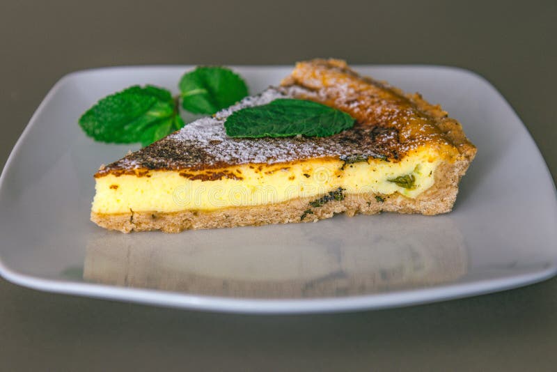 Traditional Spanish Cheesecake with Mint Flaó Flao from Stock