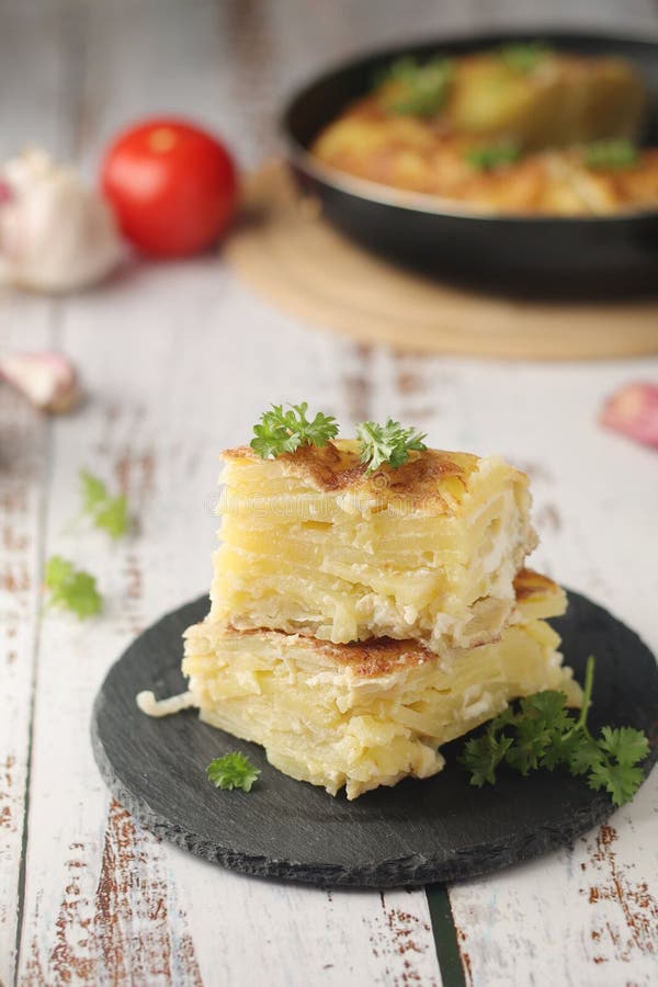 Traditional Spanish Dish Tortilla on the Table Stock Image Image of