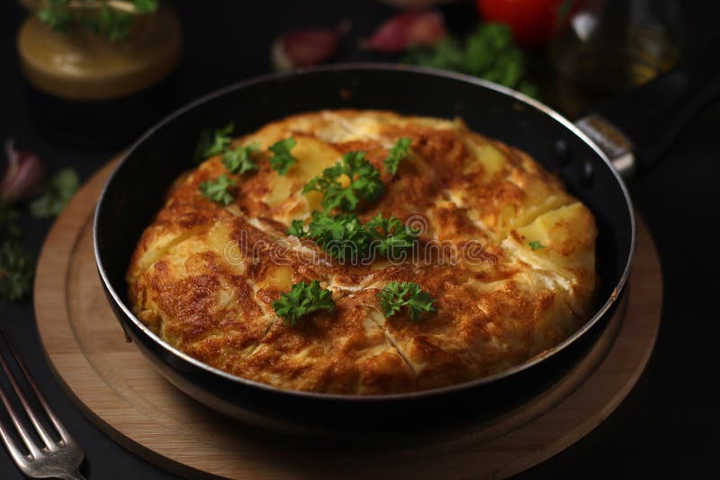 Traditional Spanish Dish Tortilla on the Table Stock Image Image of