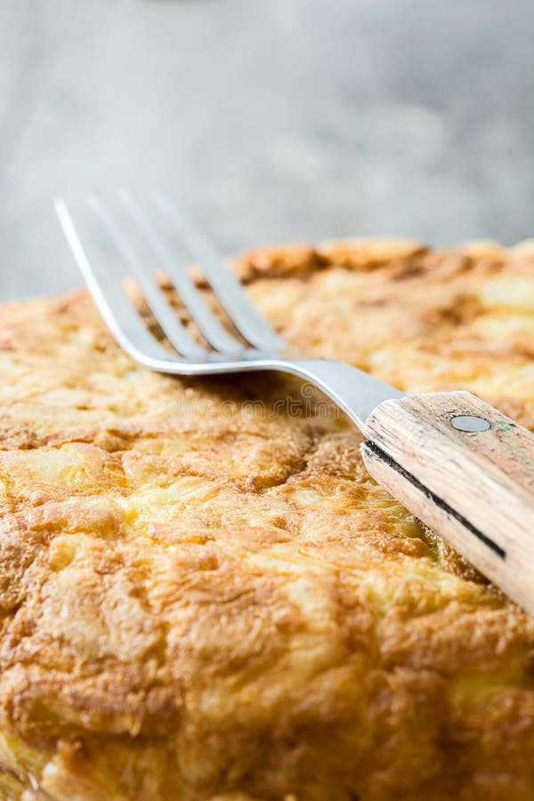 Traditional Spanish Omelette with Potatoes and Eggs Stock Photo Image