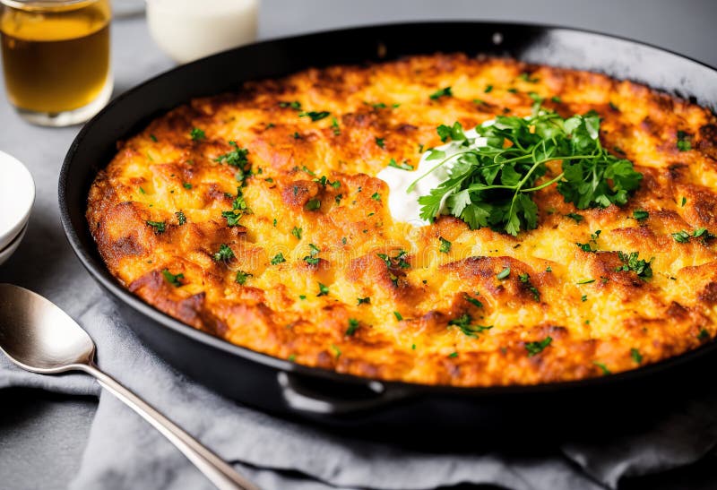 Traditional Spanish Tortilla on Wooden Table in a Restaurant Stock