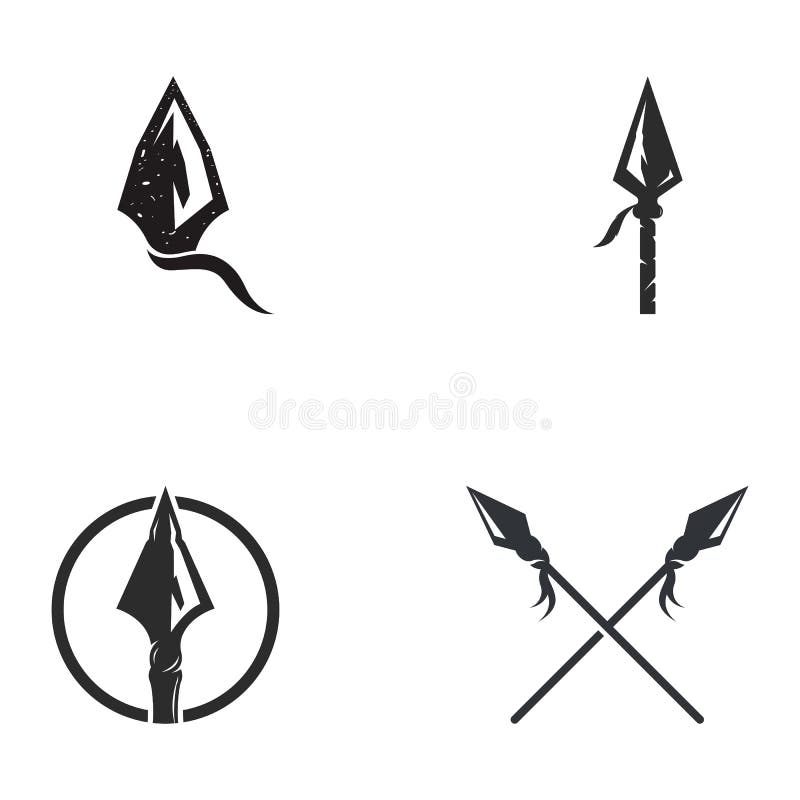 Traditional Spear Head and Spear Head Logo Template Design for Hunting
