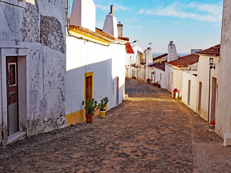 Traditional street in the Portuguese town of Evoramonte