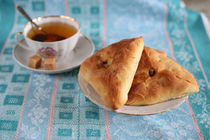 Tatar Pie Triangle Echpochmak, Russian Kurnik, Delicious Pastry