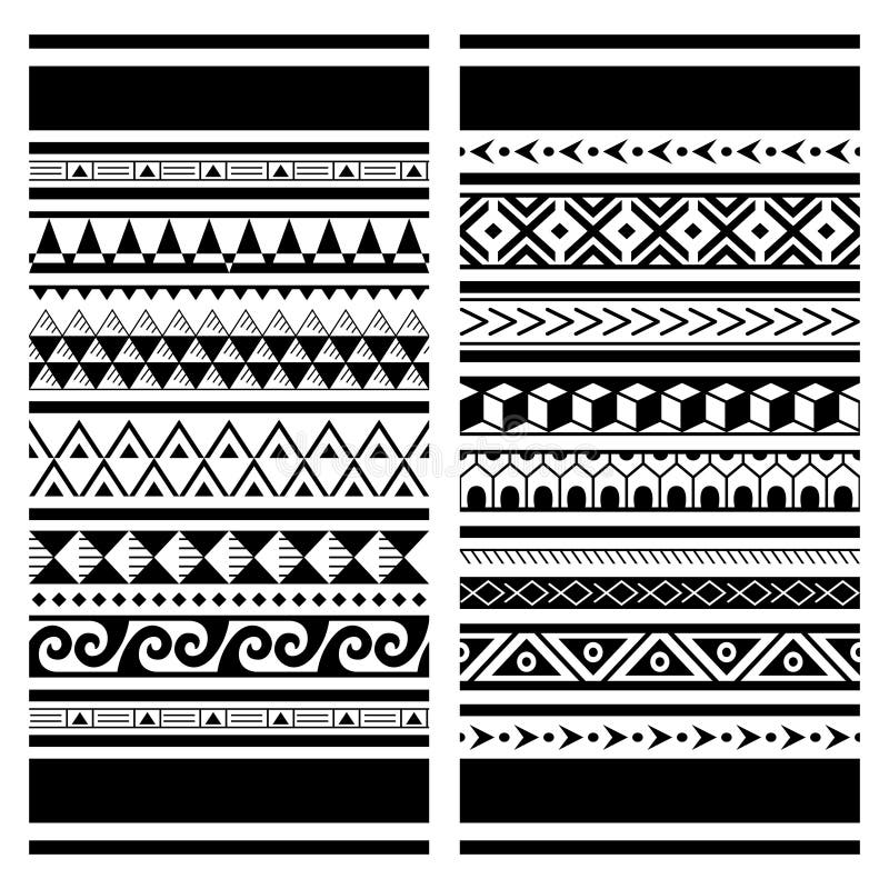 Polynesian Maori Tattoo Seamless Vector Pattern, Hawaiian Tribal Design -  Two Geometric Patterns Set Stock Vector - Illustration of background, fish:  183501606