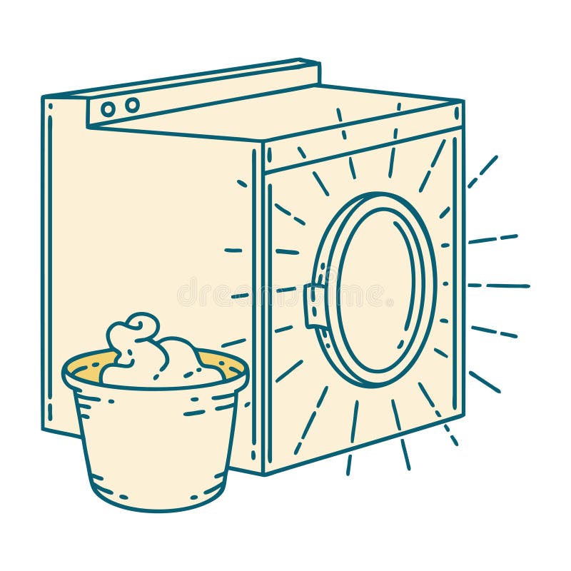 Traditional Tattoo Style Washing Machine Stock Vector Illustration of