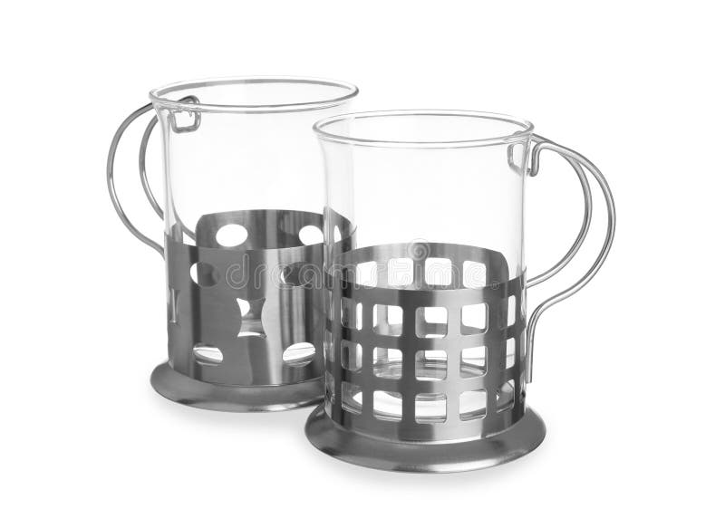 Traditional Tea Glass Holders on White Background Stock Photo Image