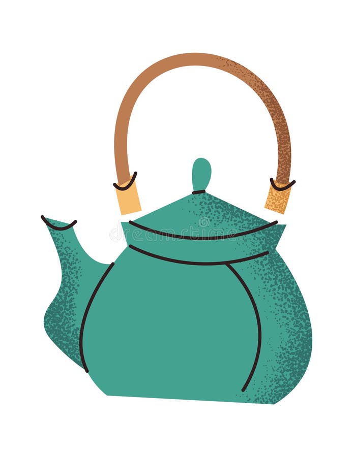 Traditional tea kettle sticker design vector illustration