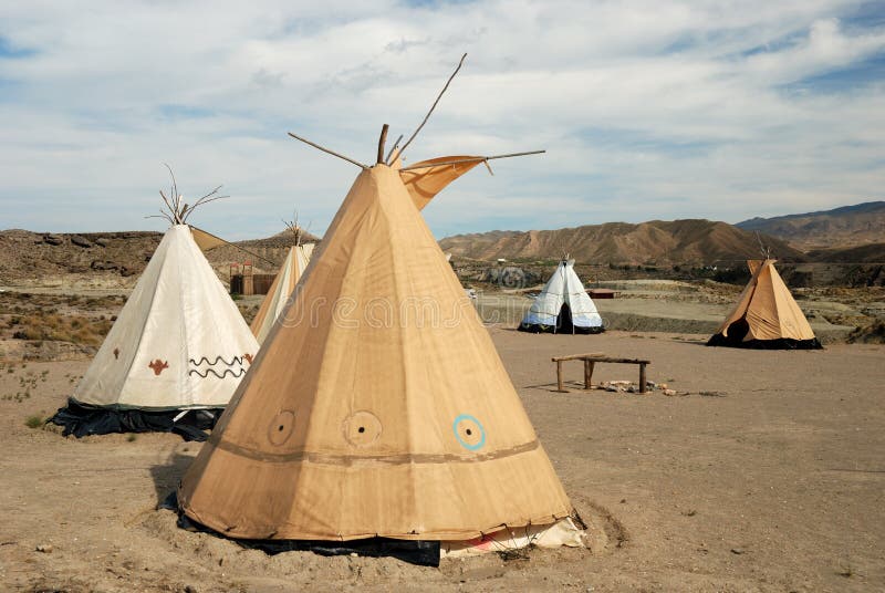 Traditional teepee village stock image. Image of tent 3464519