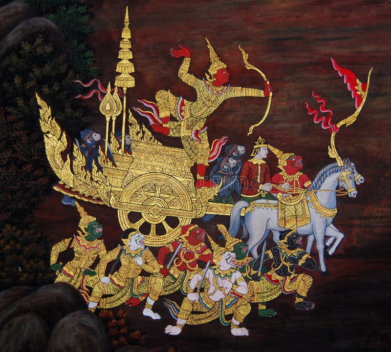 Traditional Thai art painting in Wat Phra Kaew