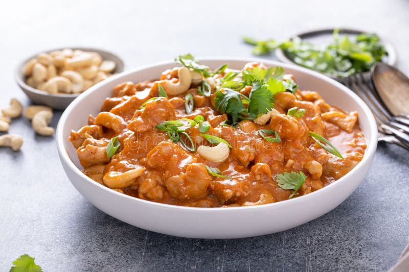 Traditional Thai Chicken Curry with Cashews and Herbs Stock Image Image of food, india 271996983