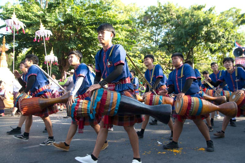 Traditional Thai drum dancing in Participants take part in the celebration.